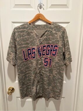 Las Vegas 51 Camouflage Baseball Jersey - Gray Green